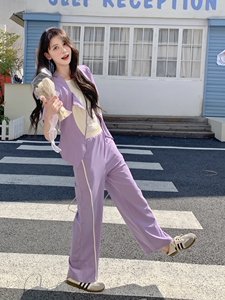 紫色短袖上衣半身裙套装女夏季2025新款时尚洋气休闲显瘦减龄穿搭图片