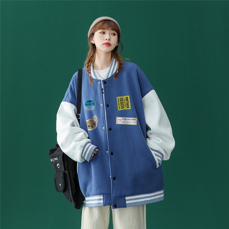 中性风 2023秋季新款韩版潮牌潮流ins宽松情侣棒球服 G84 p65控78图片