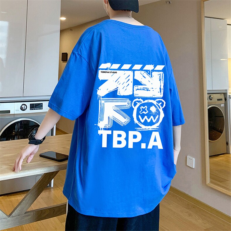T653P28新品涂鸦小熊t恤男短袖纯棉体恤半截袖情侣宽松上衣,男装T恤,星座304A-1