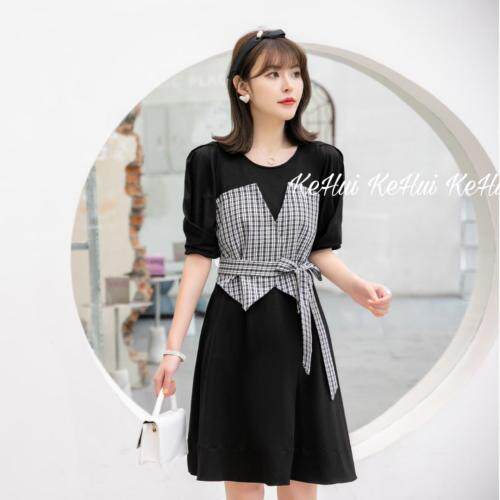 【现货】夏季新款黑白格抹胸连衣裙，胸罩，珂 慧