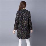 时尚碎花2020年冬季长袖中长款修身排多扣衬衫，女装衬衫，独衣靓
