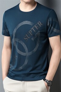 时尚印花短袖T恤男圆领上衣2023夏季青年男士休闲百搭潮流体现衫图片