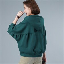 2022年春季新款潮长袖卫衣女连帽衫韩版宽松显瘦短外套女士开衫棉，女装卫衣/绒衫，简韵佳