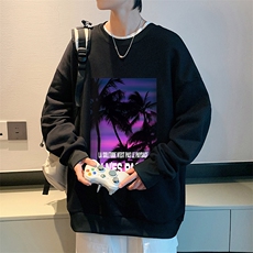 S6195-P28加绒款-P33秋季圆领卫衣男大码韩版宽松长袖外套，男装卫衣，电商A040