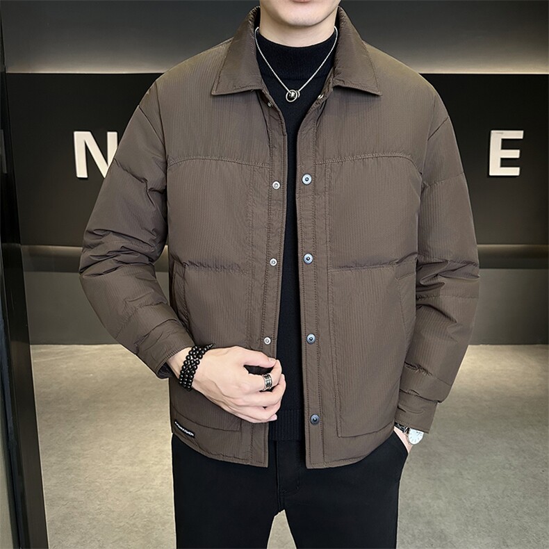 新款男士小翻领羽绒服夹克加厚防寒309B-3-81062-P185图片