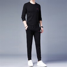 中年休闲运动套装男秋季爸爸装圆领套头卫衣中老年人运动服男春秋，男装休闲套装，电商B212（原钱塘6029）
