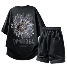 夏季美式潮牌发泡印花短袖T恤休闲短裤两件套装TZ888115特P45控88，男装牛仔裤，电商A309