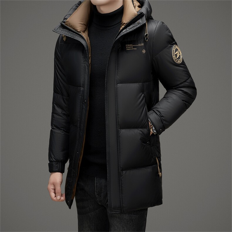 新款冬季羽绒服中长款羽绒服帅气时尚保暖休闲连帽高级外套男,男装羽绒服,钱塘6003（原4033）