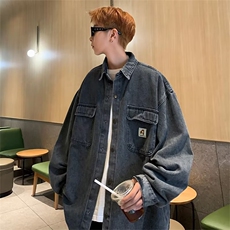 A960-P58美式复古宽松工装夹克春秋季潮牌ins水洗牛仔外套男，男装衬衫，星座512-6