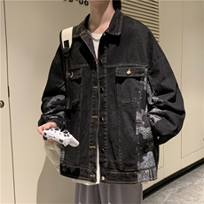 腰果花拼接牛仔春秋季宽松原宿bf复古港风情侣夹克上衣W1517-P62，男装夹克，星座512-2