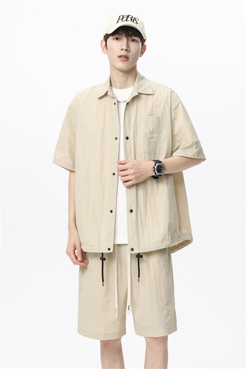 夏季新款衬衫男短袖高级感冰凉休闲短裤潮两件套A436-2539-P60,男装衬衫,电商A436