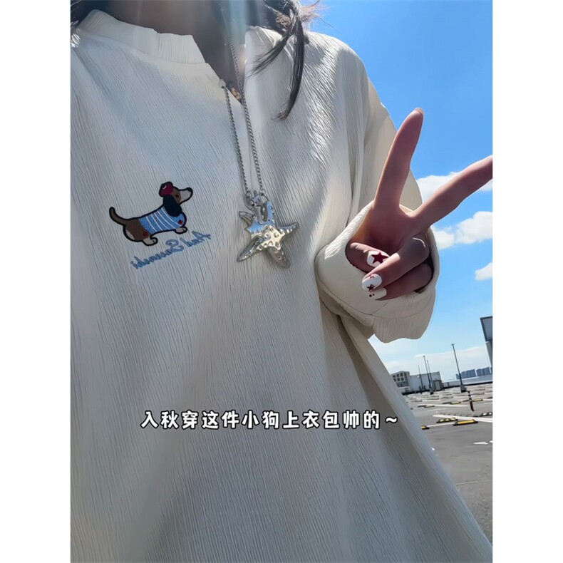 XZ809A/SYR02/特P24/控48肌理感绣花腊肠狗V领长袖T恤卫衣,男装T恤,星座809A(原222-1)