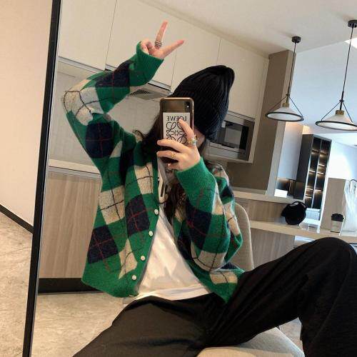 01016瑟琳菱格开衫，女装，XTZ style