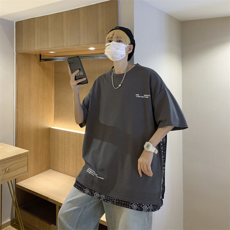 T恤男士韩版潮流短袖拼色痞子帅气2024夏季新款ins体恤ST334-P30,男装T恤,星座412-2