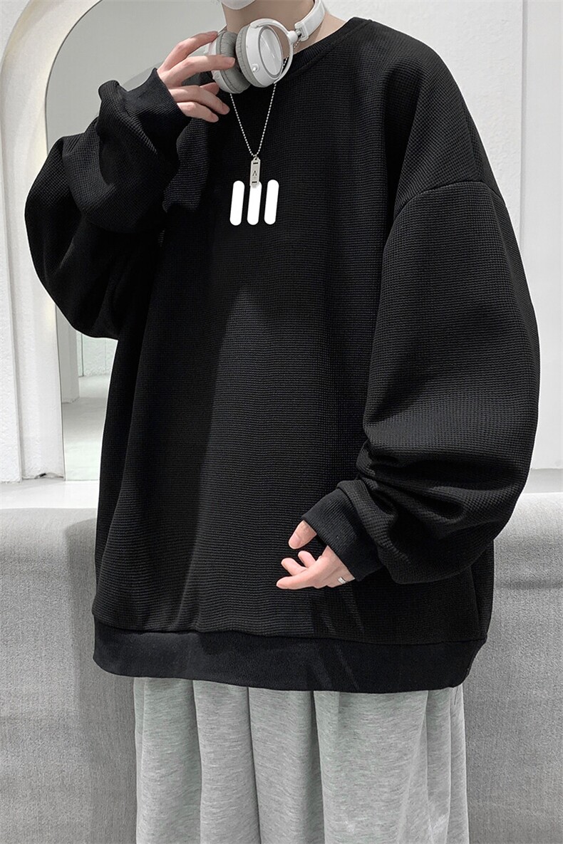 5XL华夫格卫衣男大码胖子圆领长袖t恤HW76436-P30,男装T恤,电商A040