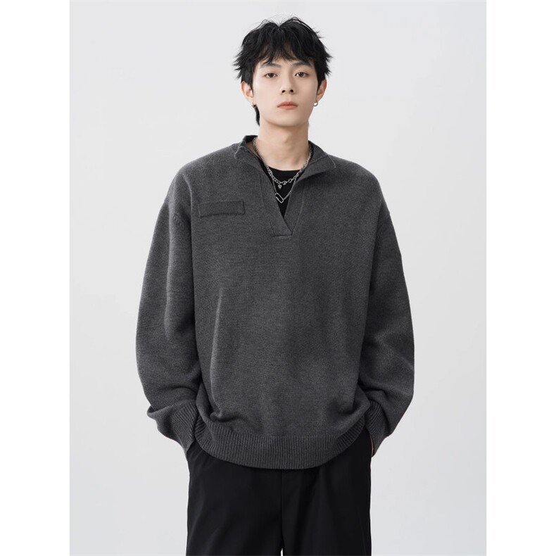 【005】5半高领毛衣男宽松针织衫老钱风上衣潮 A079-MY5103-P47图片