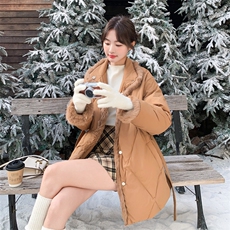新款，，绗线显瘦拼毛毛羽绒服5582-P295-K448，女装羽绒服，2C305