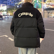 冬季复古灯芯绒拼接加厚棉服男潮牌宽松保暖百搭棉衣W7948-P78，男装棉衣，星座512-4