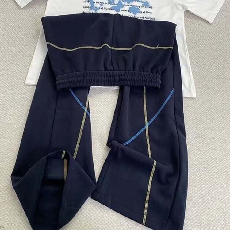 M36-P35美式复古ins小众拉链休闲裤男垂感设计喇叭长裤港风,男装休闲裤,电商B323A