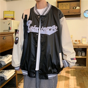 新款双层PU皮重工棒球服M-3XL大码加厚ins潮流 W2234-P55图片