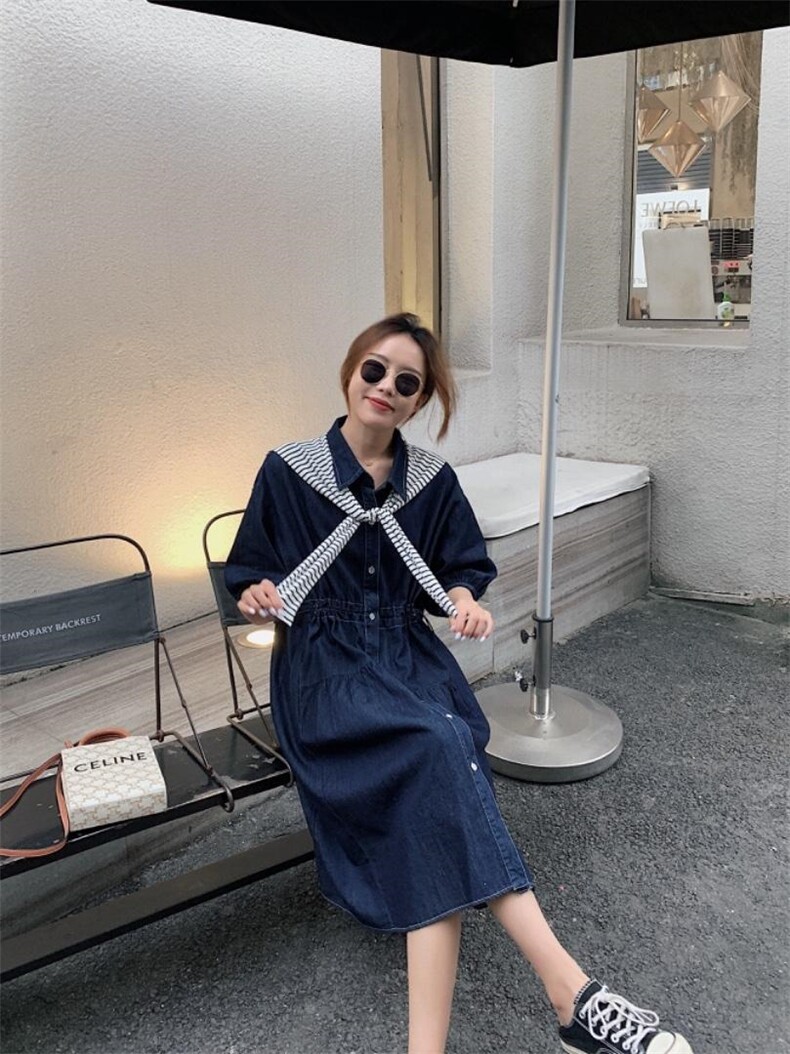 有披肩牛仔连衣裙，女装连衣裙，肆尔