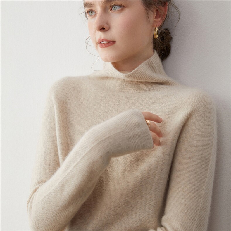 2025年秋季新款百搭一针正反针立领套衫，女装羊绒衫，蒂暖羊绒