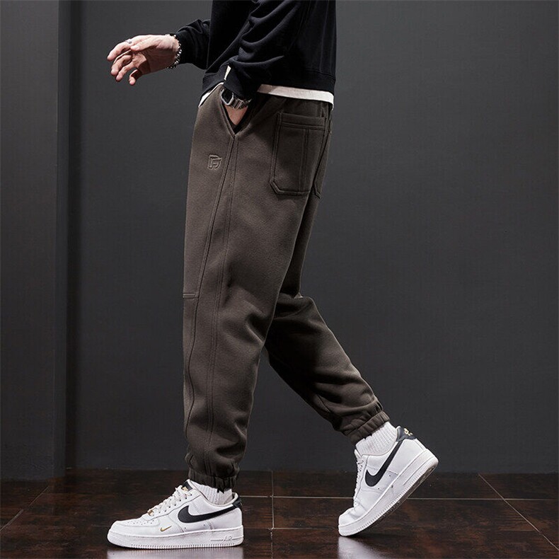 保暖运动卫裤男宽松束脚秋冬款加绒加厚休闲长裤Z2351-P45加绒P52,男装休闲裤,星座509