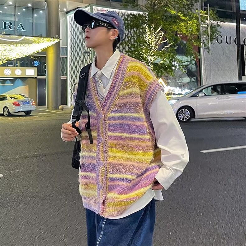 男百搭潮流时尚渐变拼仿貂绒背心马甲A325P58,男装背心/马甲,星座1116-2