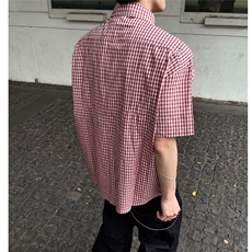 夏季新款美式潮牌高级感小众格子短袖衬衫男女衬衣CDA22-P40，男装T恤，星座208-5