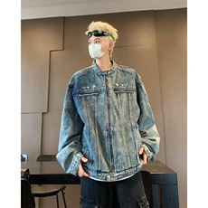 DY2305-P78美式水洗拼接牛仔外套设计感夹克男自家图档口大货，男装夹克，星座603-2