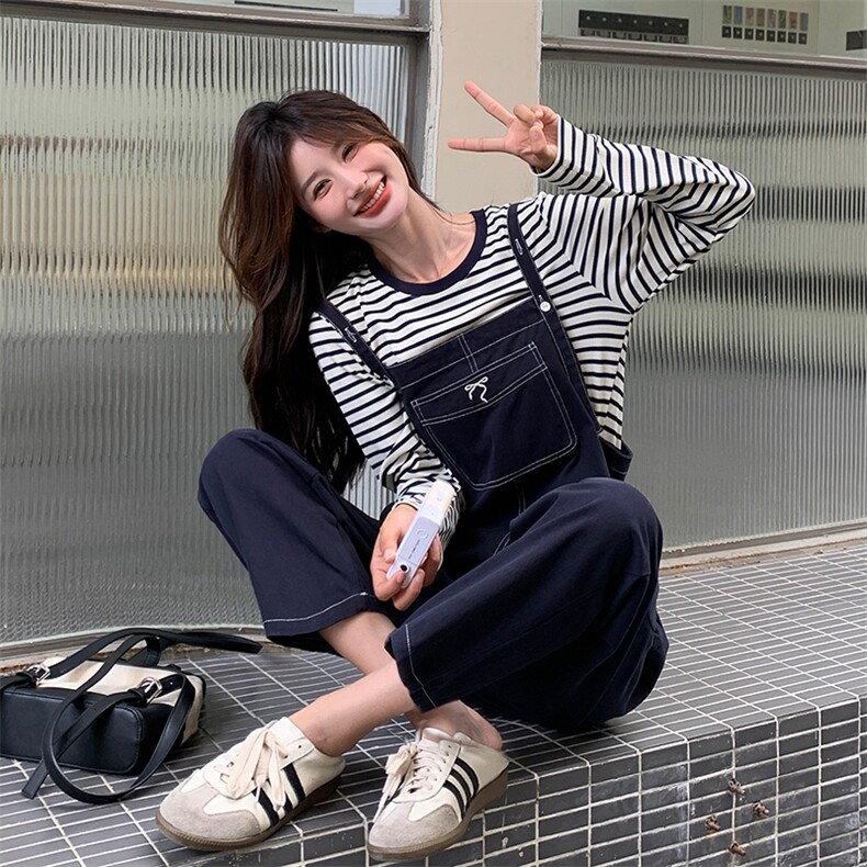 （2024新款现货）学院风背带裤条纹套裤212A-8851-P135-K199,女装套装/套裙,浙宝212A