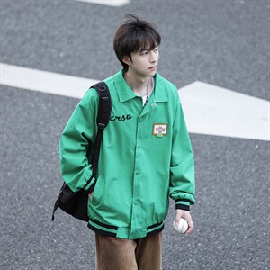 2022复古简约翻领夹克男女街头宽松百搭潮流休闲外套 W5347-P48图片
