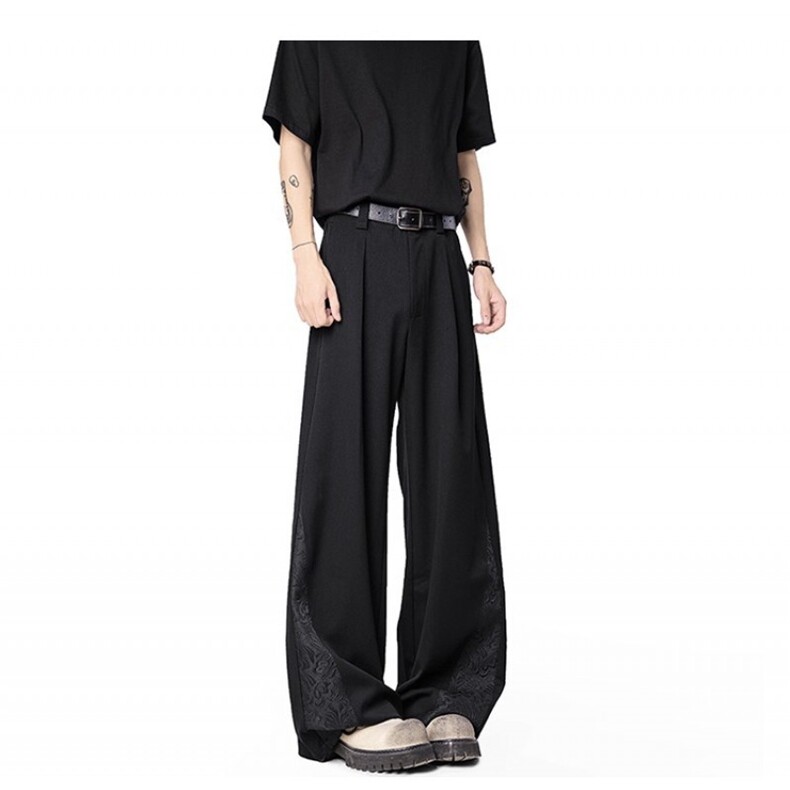 GX5353P40深色花纹雕花弯刀裤男轻奢宽松高端直筒阔腿休闲裤，男装休闲裤，星座1108-5