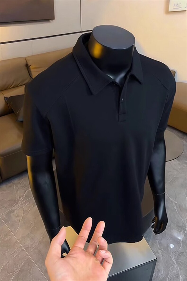 解构拼接翻领polo衫短袖肩t恤宽肩显壮半截袖TX171特P43,男装Polo衫,星座908-1