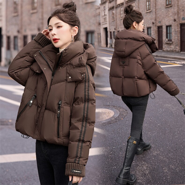 时尚超好看面包服羽绒服女2024冬季新款小个子洋气宽松白鸭绒外套图片