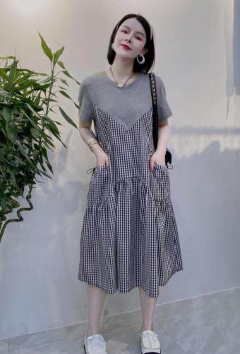 现货，格子撞色连衣裙,女装连衣裙,瑟拉·女人缘