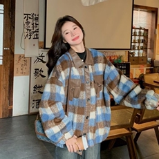 2025毛呢格子外套秋冬女高级感美式格纹潮牌痞帅炸街外套，女装短外套，星座218-8