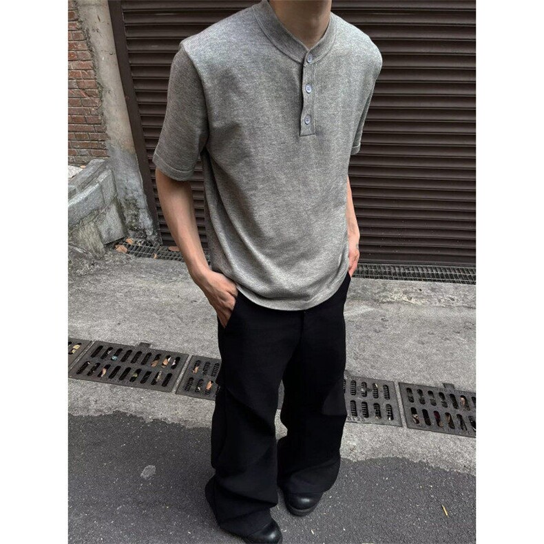 美式cleanfit亨利领毛衣男秋季慵懒风长袖卫衣休闲百搭针织打底衫,男装针织衫/毛衣,星座1002-2
