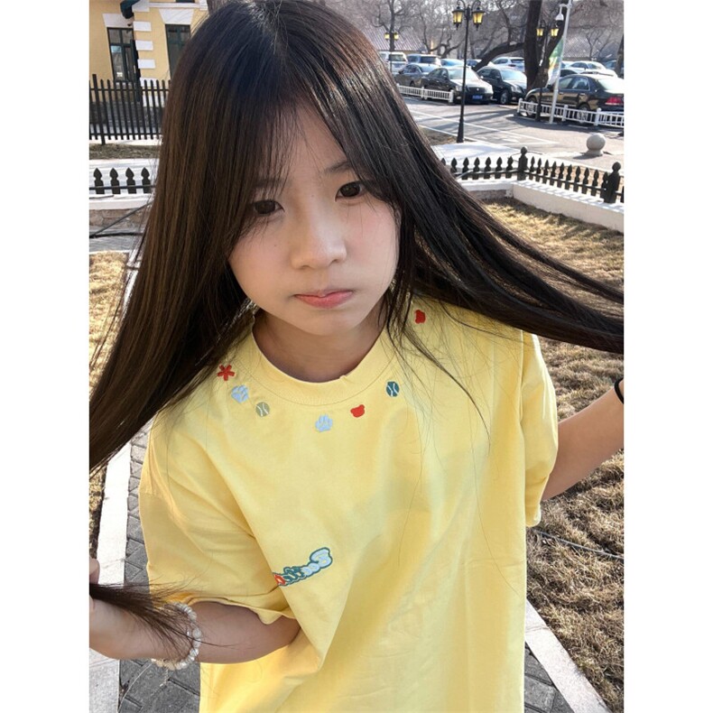 H0837-P35推荐#全刺绣休闲宽松潮牌短袖T恤,女装T恤,星座617A-2