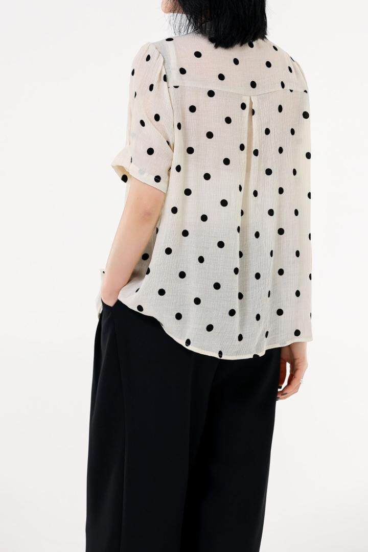 现货波点植绒衬衫，女装衬衫，尤鱼 YOOYUU