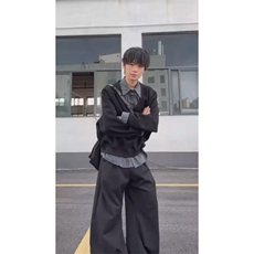 【】美式复古假两件衬衫领卫衣男女秋冬宽松长袖SHY03P43，男装衬衫，星座1112-1