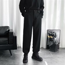 男裤子夏季束脚男裤宽松直筒阔腿青少年学生九分时尚西裤X199-p38，男装西裤，星座1008-1