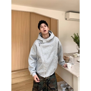 美式开衫卫衣男春季不规则设计感连帽外套潮牌帽衫AY185-P69图片