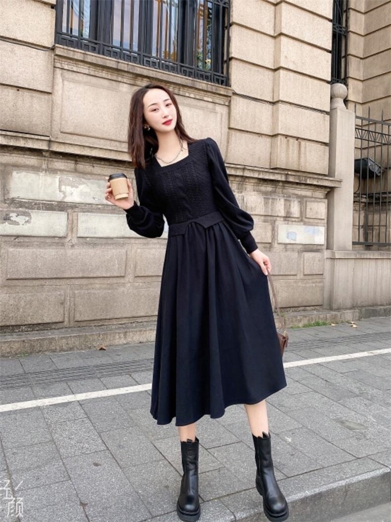 冬季新款时尚大方连衣裙，女装连衣裙，紫锦百艳