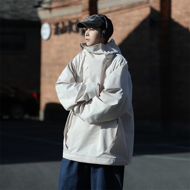 潮牌机能风拉链连帽冲锋衣夹克男女设计感宽松休闲外套J7264-P55,男装夹克,星座1008-1