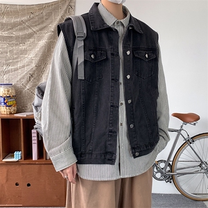 牛仔马甲男工装口袋韩版潮流2023秋夏季ins宽松百搭外套W4713-P51图片
