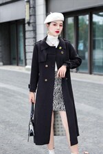 文秀家升级款双面羊绒风衣长款通勤修身韩版时尚酷飒风，女装风衣，陆氏青云