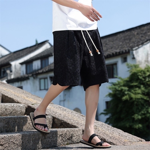 新中式提花盘扣宽松休闲五分裤803-P55图片