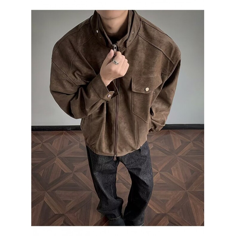 ER0823-P88工装美式复古衬衫男春秋宽松夹克翻领痞帅口袋衬衣外套,男装夹克,电商C233