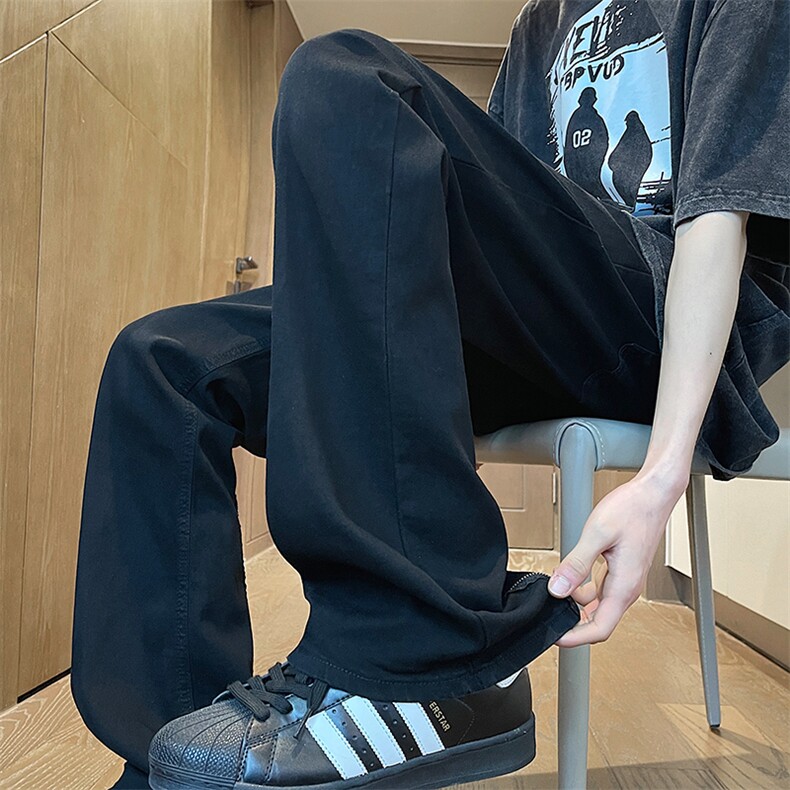 拉链牛仔裤男修身美式vibe高街潮牌痞帅炸街直筒微喇裤100766-p45,男装牛仔裤,星座1008
